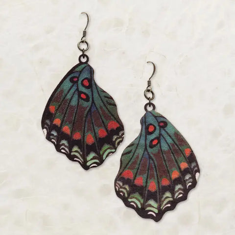 White Admiral Butterfly Printed Wood Earring
