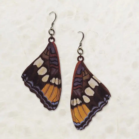 California Sister Butterfly Printed Wood Earring