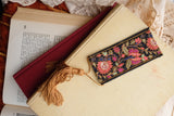 Flora Dark - Handmade Embroidered Bookmark