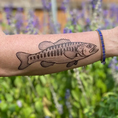 Bass Fish Temporary Tattoo