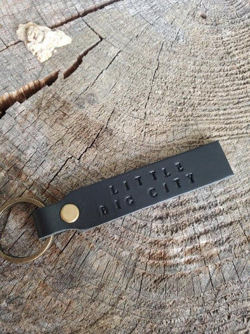 'Little Big City' Stamped Leather Keychain