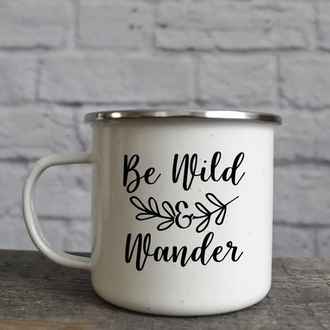 Be Wild & Wander Enamel Campfire Mug