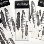 Feather Finds Temporary Tattoo (Hawk, Mocking Bird, Black Bird Feathers)