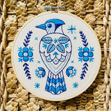Folk Blue Jay Embroidery Kit