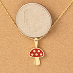 Mini Red Mushroom Pendant Dainty Necklace