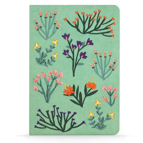 Petite Blooms Vegan Teal Embroidered Journal