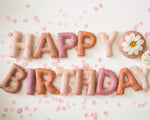 Pink Happy Birthday Felt Letter Homemade Garland
