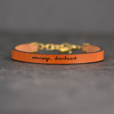 Courage, Dearheart - Metallic Rose Gold Leather Bracelet