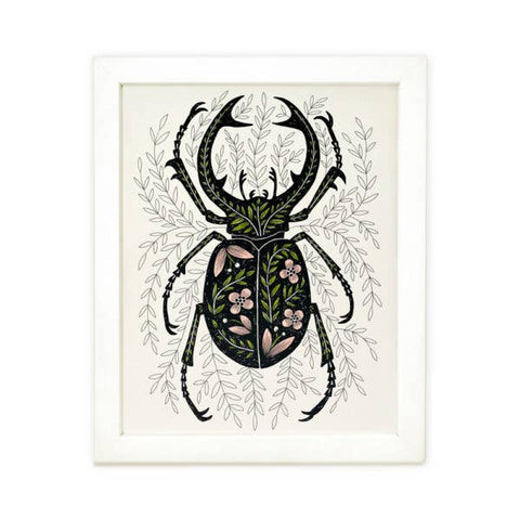 Stag Beetle Art Print, 8X10