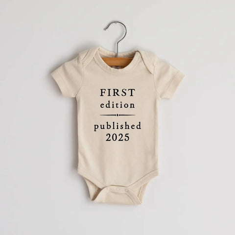 Cream First Edition 2025 Book Style Organic Baby Onesie