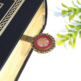 Pressed Flower Bookmark - Fleabane, Large Circle, Antique Bronze