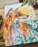 Meadow Fox Watercolor A7 Greeting Card