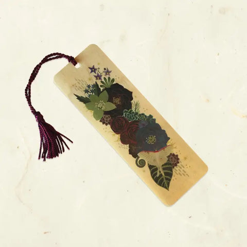 Luna Bouquet Wood Bookmark with Tassel
