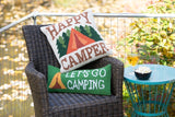 Happy Camper Hook Accent Pillow - Camping Tent & Pine Tree Decor