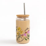 Wildflower Botanicals Glass Coffee Tumbler Cup