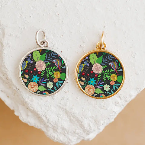 Folk Floral Pendant Necklace Charm