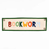 Bookworm Embroidered Canvas Banner