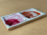 Small 2-Pan Ceramic Artist Paint Palette - Handmade Paint Supplies