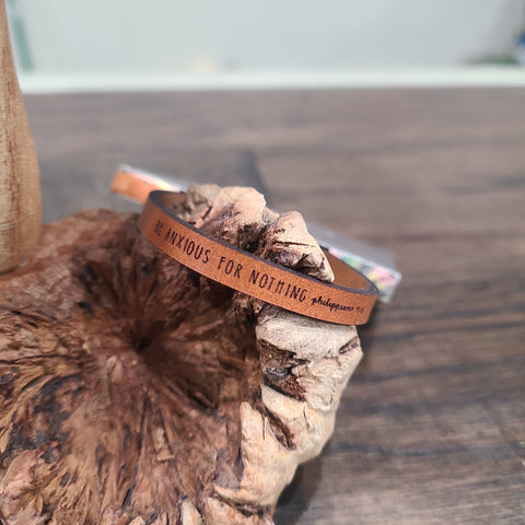 Be anxious for nothing - Leather Bracelet