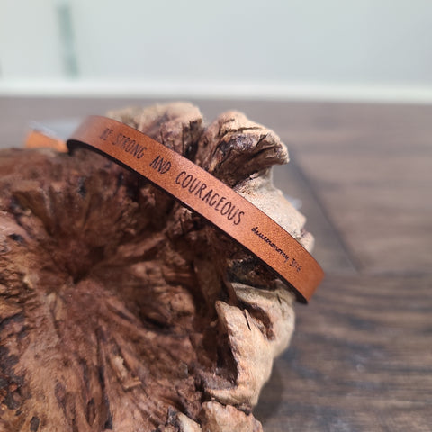 Be Strong and Courageous (Deut. 31:6) - Leather Bracelet
