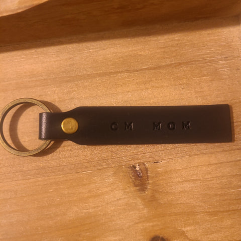 "CM Mom" Custom Stamped Leather Keychain