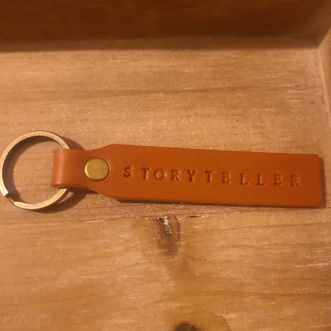 "Storyteller" Custom Stamped Leather Keychain