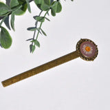 Pressed Flower Bookmark - Fleabane, Large Circle, Antique Bronze