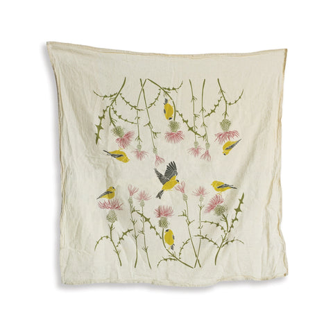 Thistle + Finch Kitchen Tea Towel with Birds / Natural or White