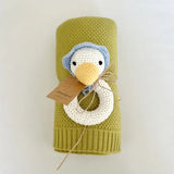 Organic Knit Baby Blanket - Green Apple (Moss Stitch)