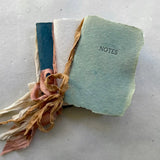 Handmade Letterpress Notebooks - Oak Green Paper with Camel Ribbon