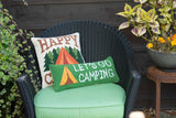 Happy Camper Hook Accent Pillow - Camping Tent & Pine Tree Decor