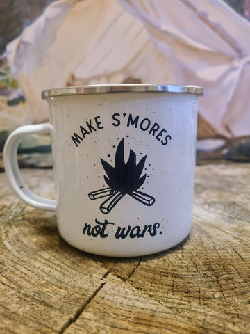 "Make S'mores Not Wars" Custom n+n Enamel Campfire Mug