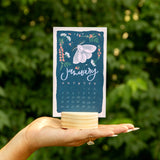 Butterfly Garden 2026 Mini Desk Calendar with Wooden Block