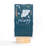 Butterfly Garden 2026 Mini Desk Calendar with Wooden Block