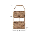 Metal & Water Hyacinth 2-Tier Wall Basket, Natural