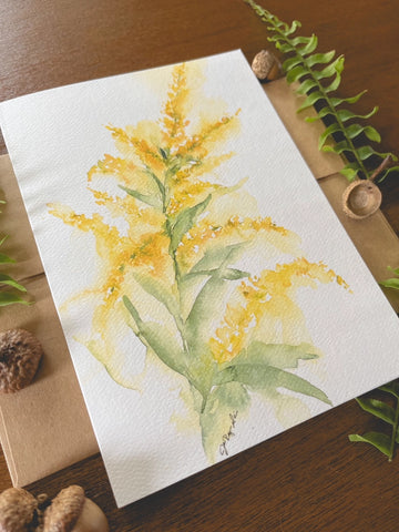 Goldenrod Watercolor A7 Greeting Card