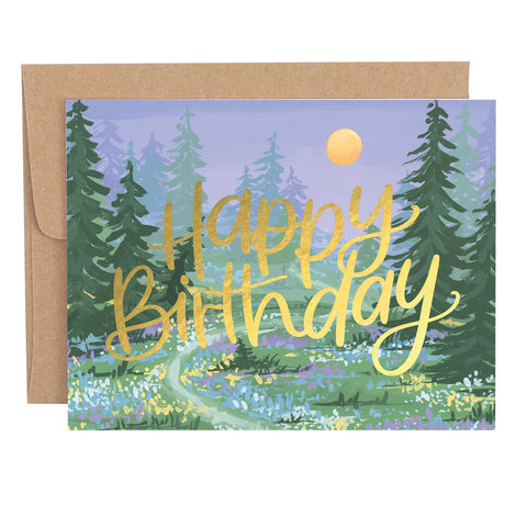 Twilight Garden Happy Birthday Greeting Card