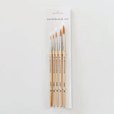 Watercolor Paintbrush Set of Five Wood Brushes