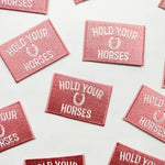 Pink and White Hold Your Horses Iron On Patch