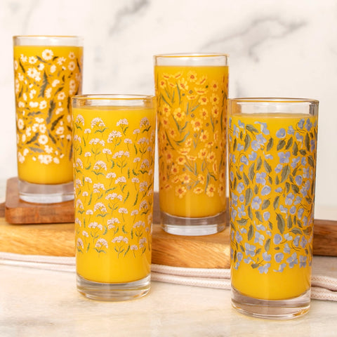 Roadside Blooms Tall Juice Glass Set