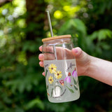 Wildflower Botanicals Glass Coffee Tumbler Cup