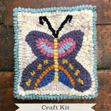 Rug Hooking Kit - DIY Fiber Art Kit - Butterfly