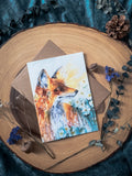 Meadow Fox Watercolor A7 Greeting Card