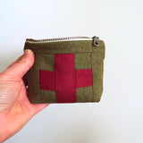 Compact First Aid Pouch – Handmade Medical Travel Kit: Green & Red