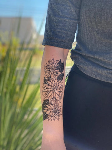 Dahlia Flower Temporary Tattoo