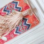 Coral Pink - Handmade Embroidered Bookmark
