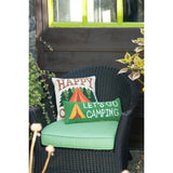 Happy Camper Hook Accent Pillow - Camping Tent & Pine Tree Decor