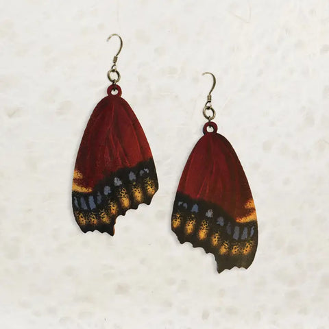 Mourning Cloak Butterfly Printed Wood Earring
