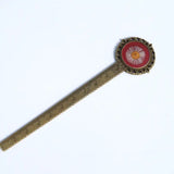 Pressed Flower Bookmark - Fleabane, Large Circle, Antique Bronze
