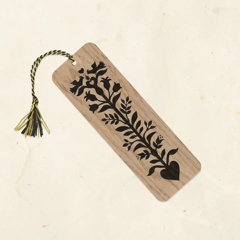 Heart Tree Wood Bookmark with Tassel